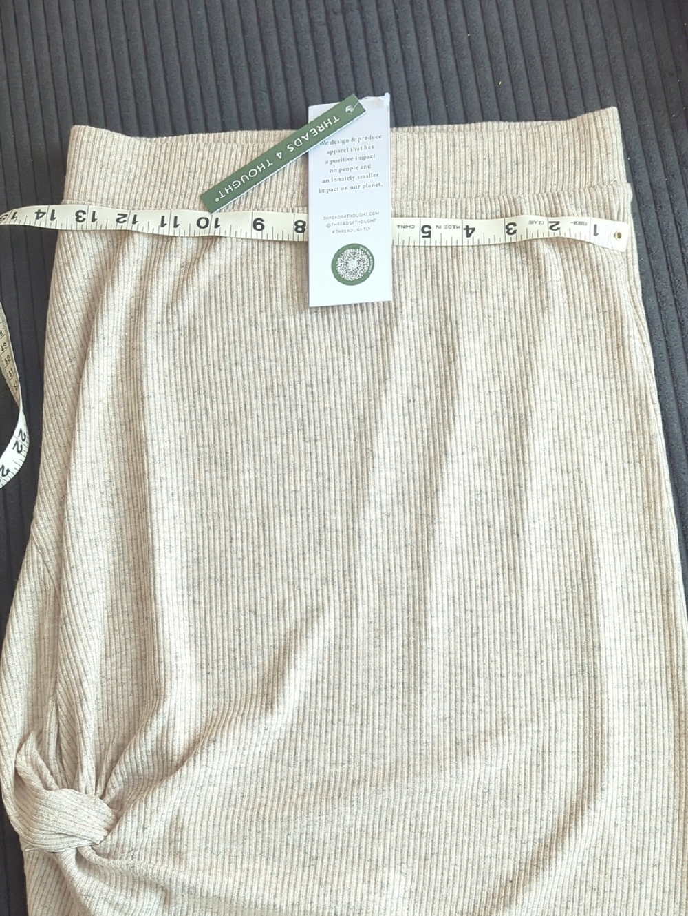 Ribbed Knit Midi Skirt with Side Knot -size S - Picture 3 of 3